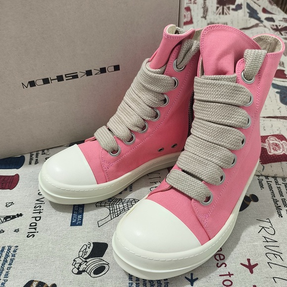 Rick Owens Shoes - Rick Owens DRKSHDW Pink High-Top Sneakers